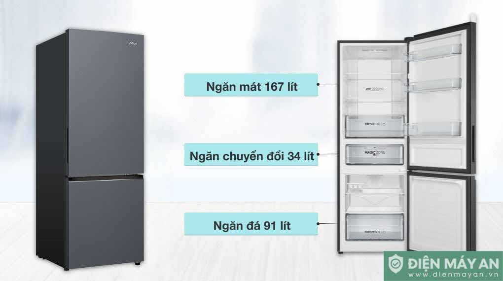 Tủ lạnh Aqua Inverter 292 lít AQR-B360MA(SLB)